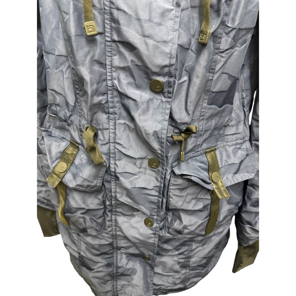 Blanc Noir Women Blue Camo Hooded Anorak Coat Jacket coat hooded SZ Small - Picture 6 of 6
